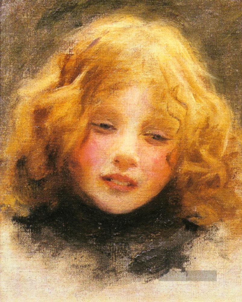 Kopf Studie eines jungen Mädchens idyllische Kinder Arthur John Elsley Impressionismus Ölgemälde
